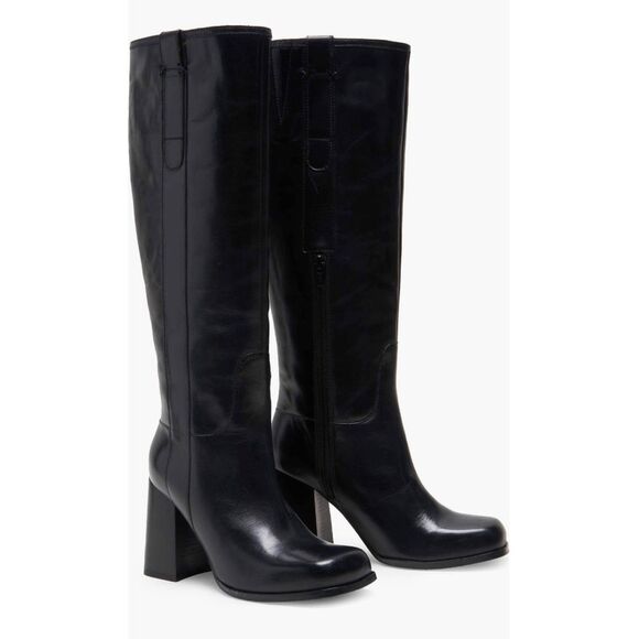 Free People Naomi Tall Leather Boots, Black, New, Size 6.5 - Picture 9 of 9